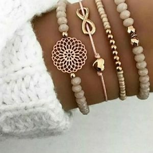 NEW 4-Pc Beaded Blush Bracelet Set